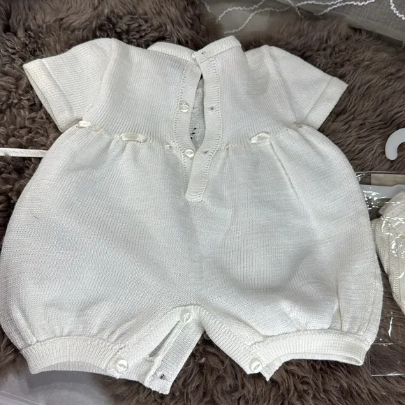 (N2) KARELA KIDS vit100% cotton white knit bodysuits and shoes for girls,size 0
