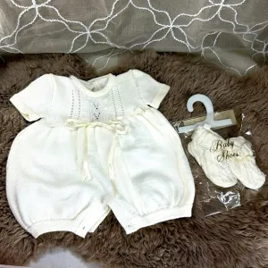(N2) KARELA KIDS vit100% cotton white knit bodysuits and shoes for girls,size 0