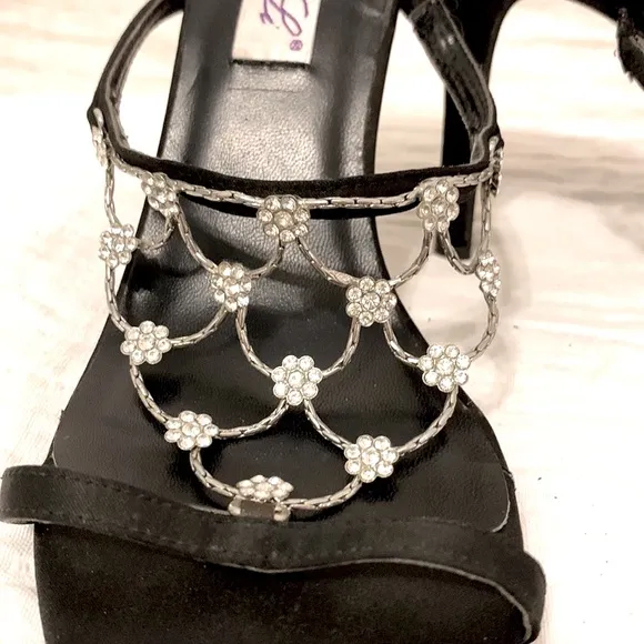 NANCY LI Black Rhinestone Heels