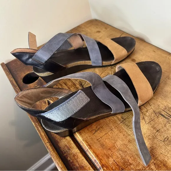 NAOT blue &amp; tan straps sandals women’s sz 41 = US women’s sz 10.5