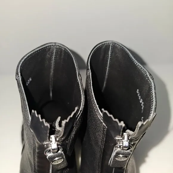 NEW AGL Tiggy Ankle Bootie Combat Platform Chunky Black Leather EU Size 40.5
