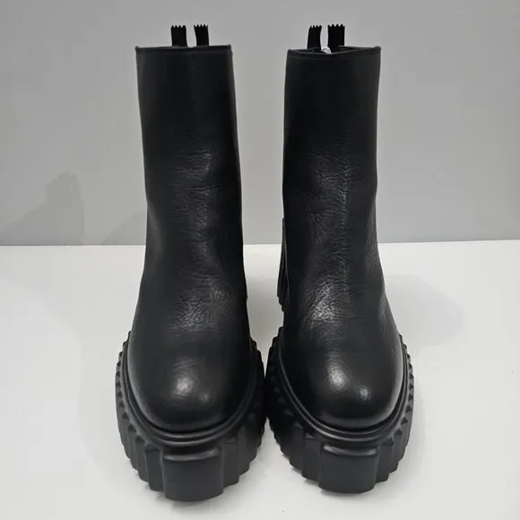 NEW AGL Tiggy Ankle Bootie Combat Platform Chunky Black Leather EU Size 40.5
