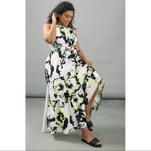 NEW Anthropologie Peter Som Larissa Tiered Belted Floral Maxi Dress Medium