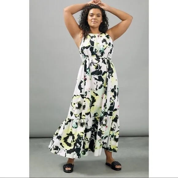 NEW Anthropologie Peter Som Larissa Tiered Belted Floral Maxi Dress Medium