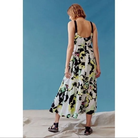 NEW Anthropologie Peter Som Larissa Tiered Belted Floral Maxi Dress Medium