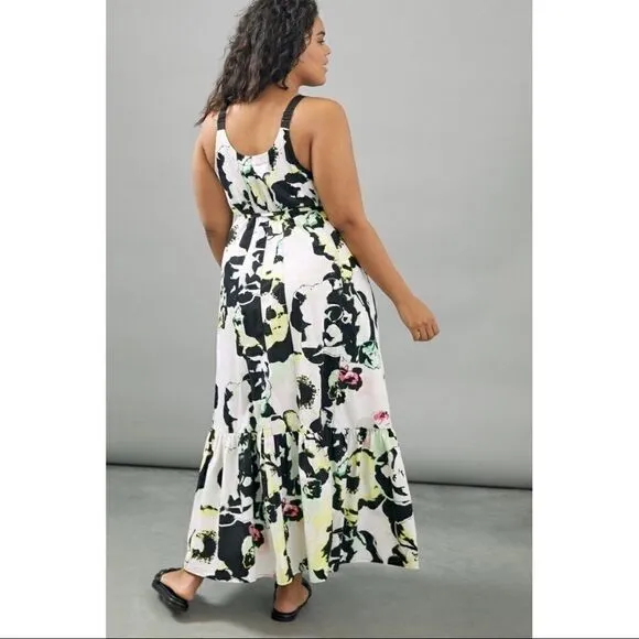 NEW Anthropologie Peter Som Larissa Tiered Belted Floral Maxi Dress Medium
