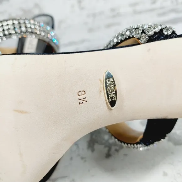 NEW Badgley Mischka Sade Black Rhinestone Heeled Summer Sandals A725