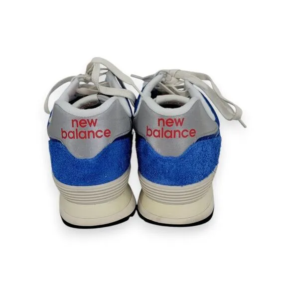 New Balance 574 Classics Sneaker 9.5 Blue Suede Mesh Athletic Retro Running Shoe