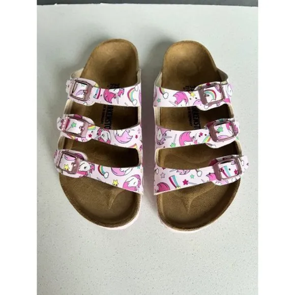 NEW BIRKENSTOCK Florida Kids Birko-Flor FLOWER SLIDE SANDALS SIZE 33