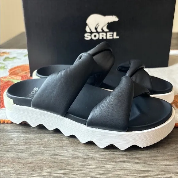 New black sorel sandals