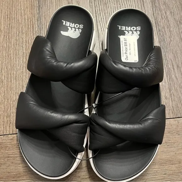 New black sorel sandals