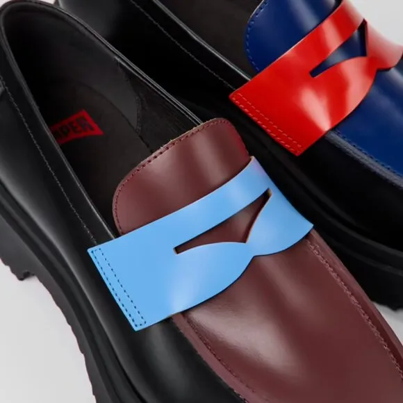 New! Camper Twins Multicolor leather loafers for men