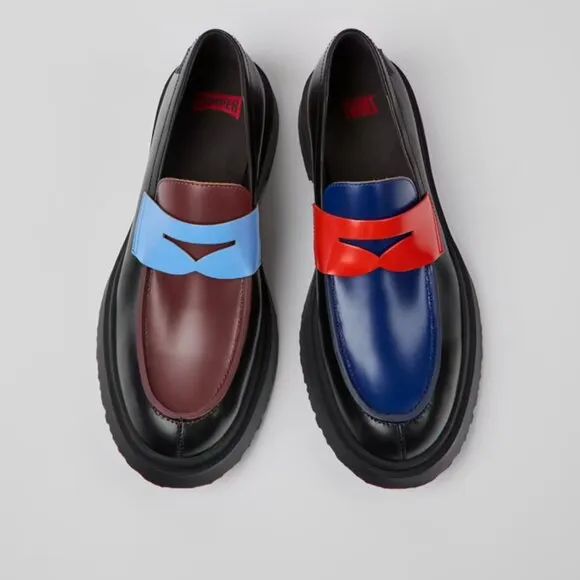 New! Camper Twins Multicolor leather loafers for men