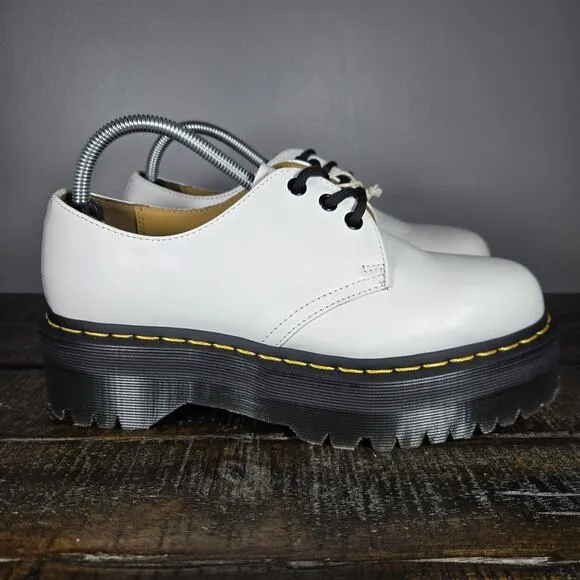 NEW Dr Martens 1461 Quad Womens Size 6 Derby Oxford Shoes Leather Black White