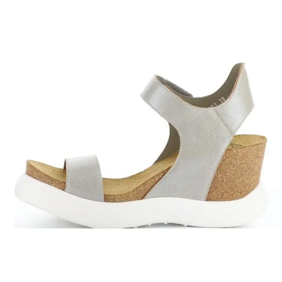 NEW FLY LONDON women's gogo sandals in silver