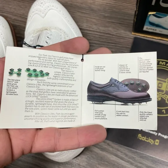 NEW FootJoy Classics White Wingtip Golf Shoes 8 D