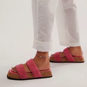 New Free People Fairmont Leather Sandals Watermelon
