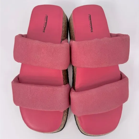 New Free People Fairmont Leather Sandals Watermelon