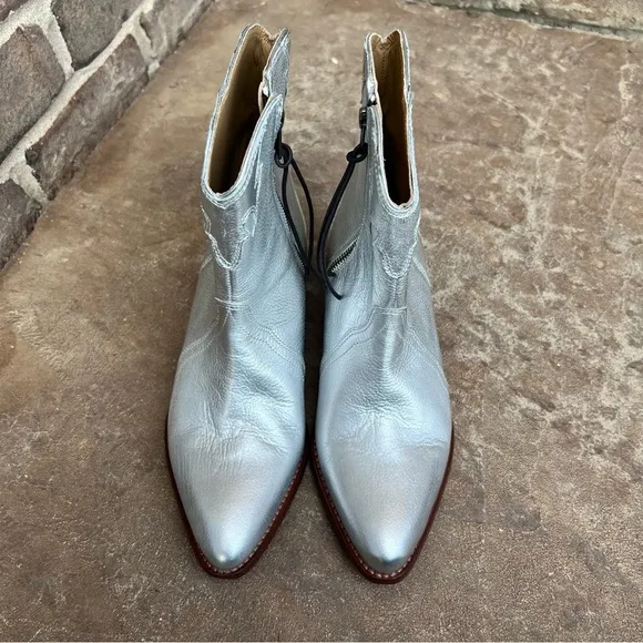 NEW Free People Frontier Silver Cowboy Cowgirl Western Boot Bootie Sz 38
