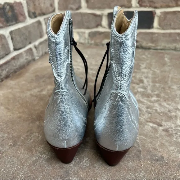 NEW Free People Frontier Silver Cowboy Cowgirl Western Boot Bootie Sz 38