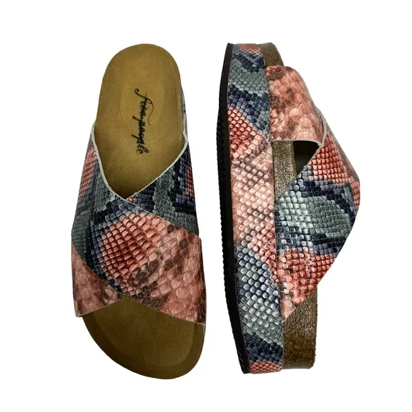 NEW Free People Snakeskin Sidelines Flatform Sandal in Candy 38