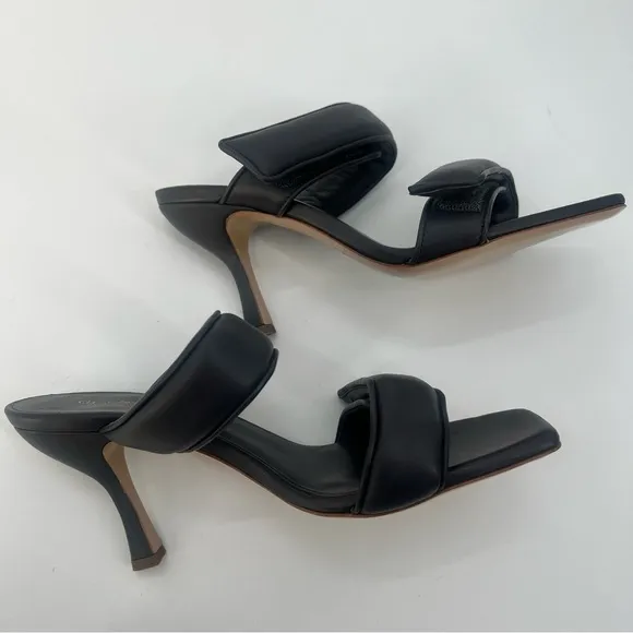 New GIA Borghini Pernille Teisbaek Black Perni Leather 2 Straps Slide Heel 10