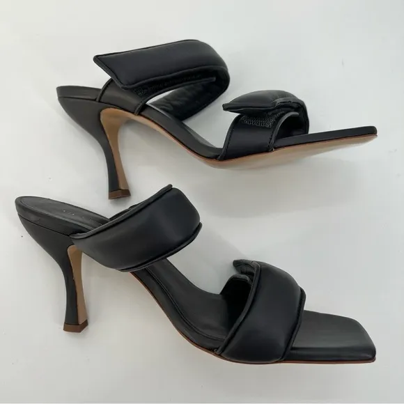 New GIA Borghini Pernille Teisbaek Black Perni Leather 2 Straps Slide Heel 10