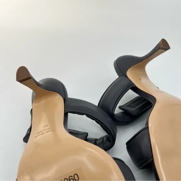 New GIA Borghini Pernille Teisbaek Black Perni Leather 2 Straps Slide Heel 10