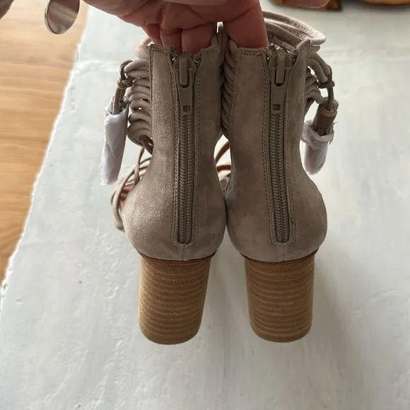 NEW Jeffrey Campbell Despina Leather Suede Sandals 3” Round Block Heel 7.5 Shoe