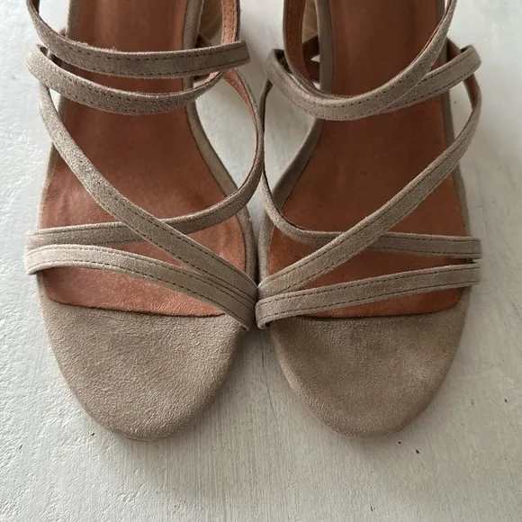 NEW Jeffrey Campbell Despina Leather Suede Sandals 3” Round Block Heel 7.5 Shoe