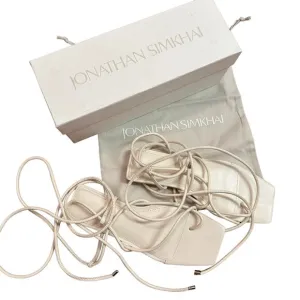 NEW Jonathan Simkhai Susan Leather Wrap Sandals Ivory