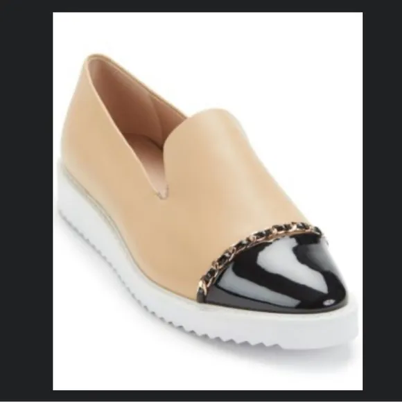 NEW Karl Lagerfeld Paris Caralee Slip on Cap Toe Leather Shoes Womens Size 6M