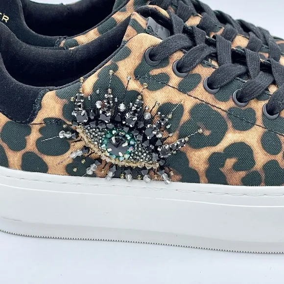 NEW Kurt Geiger London Laney Eye Leopard Print Sneaker Women’s size 6.5US 36.5E