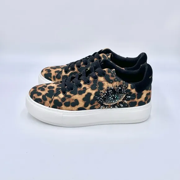NEW Kurt Geiger London Laney Eye Leopard Print Sneaker Women’s size 6.5US 36.5E