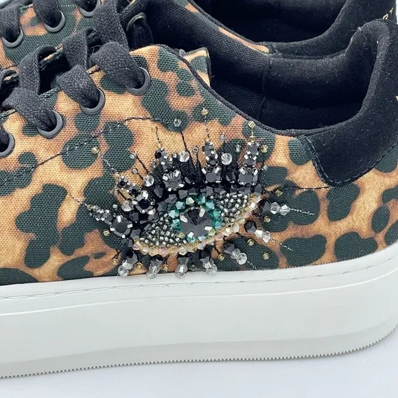 NEW Kurt Geiger London Laney Eye Leopard Print Sneaker Women’s size 6.5US 36.5E