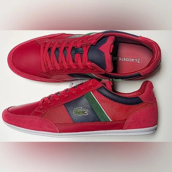 New Lacoste Men Shoes Chaymon 123 1 Red Navy Leather Casual Sneakers Shoes