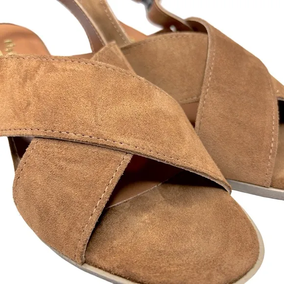 NEW Mariella Sling Back Suede Sandals Made In Italy Stack Block Heels Size 9.5