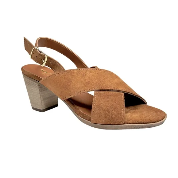 NEW Mariella Sling Back Suede Sandals Made In Italy Stack Block Heels Size 9.5