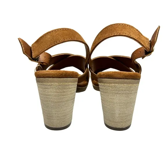 NEW Mariella Sling Back Suede Sandals Made In Italy Stack Block Heels Size 9.5