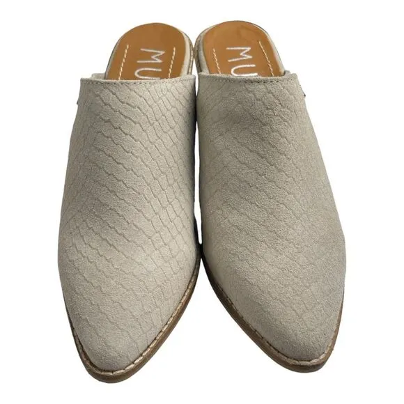New! Musse And Cloud Women's Helen Textured Block Heel Mule Shoes Ice Size 6 NWT