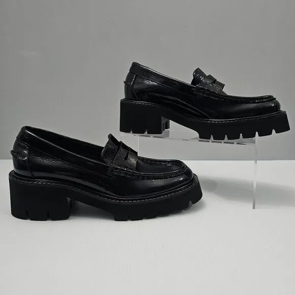 NEW Pedro Garcia Tady Penny Loafer Chunky Lug Sole Black Patent Leather EU 39