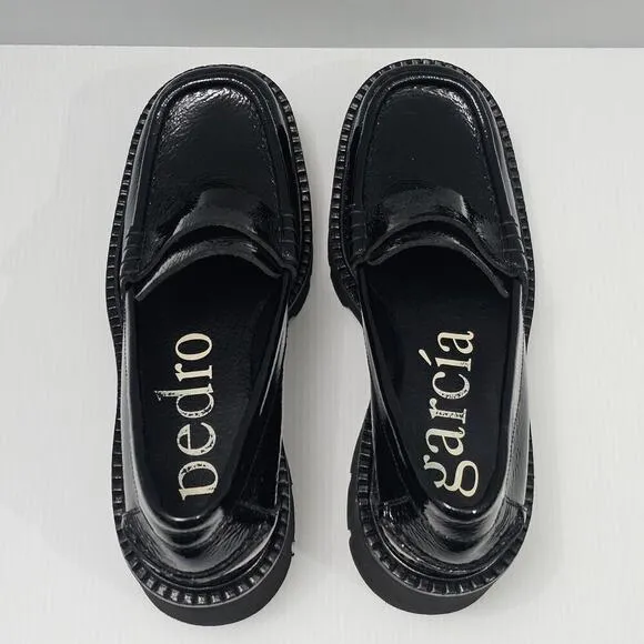 NEW Pedro Garcia Tady Penny Loafer Chunky Lug Sole Black Patent Leather EU 39