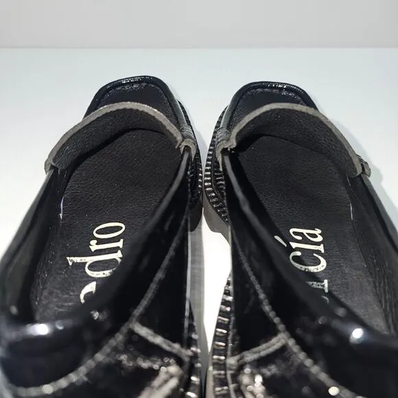 NEW Pedro Garcia Tady Penny Loafer Chunky Lug Sole Black Patent Leather EU 39