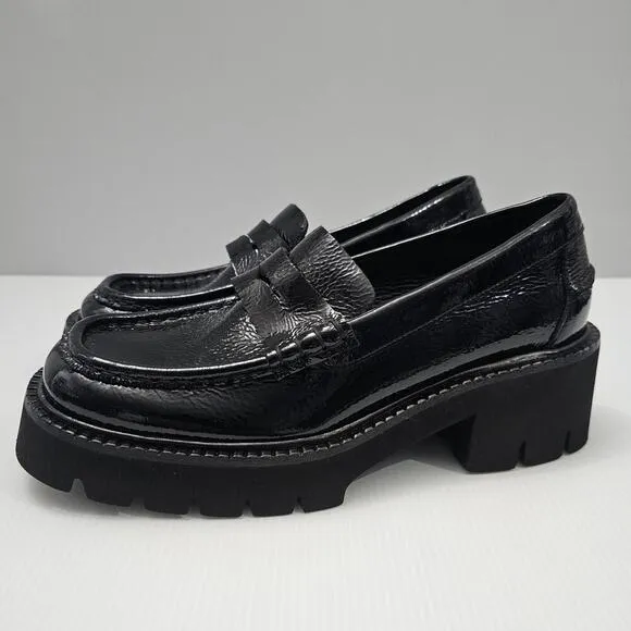 NEW Pedro Garcia Tady Penny Loafer Chunky Lug Sole Black Patent Leather EU 39