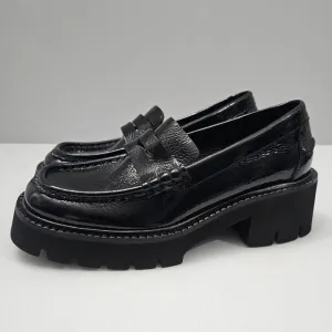 NEW Pedro Garcia Tady Penny Loafer Chunky Lug Sole Black Patent Leather EU 39