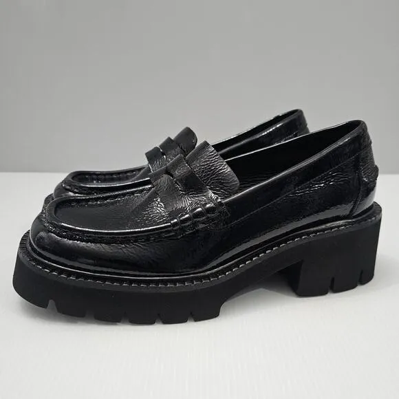 NEW Pedro Garcia Tady Penny Loafer Chunky Lug Sole Black Patent Leather EU 39