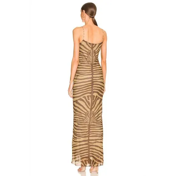 NEW RONNY KOBO zebra scarlette maxi dress in lark &amp; bison multi