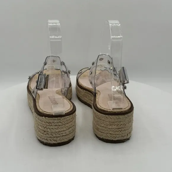 NEW SCHUTZ Cristiane Clear Embellished Wedge Espadrilles Size 6.5 MSRP $118