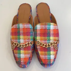New Tory Burch Multicolor Plaid Women's Loafers. Size 8.5. Dust bag included.