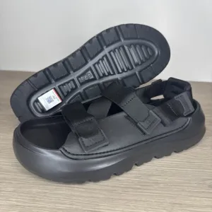 New UGG Stratus Platform Sandals Men's Size 10 Black Water Strappy 1153078-BLK
